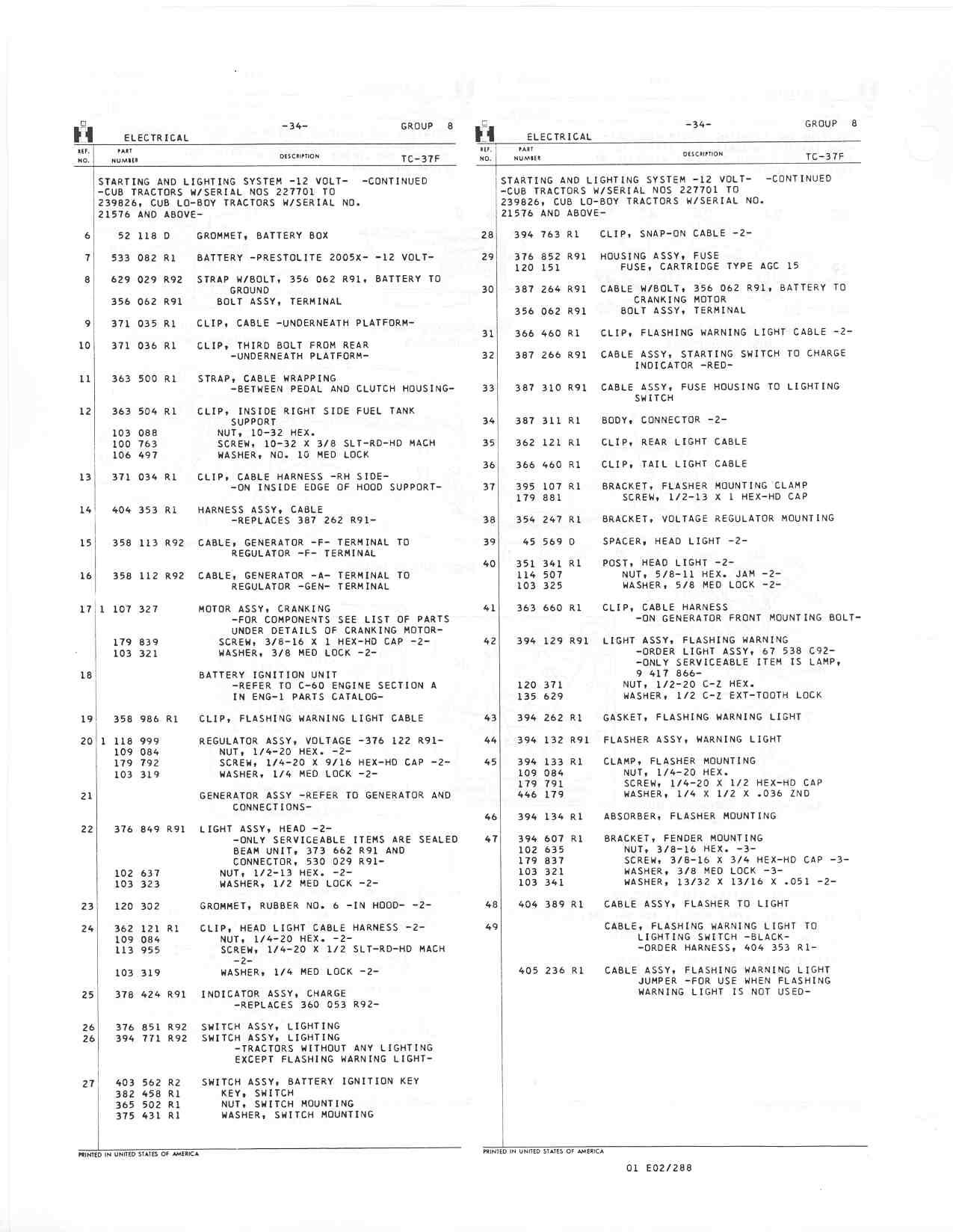 Farmall Cub Serial Number Chart